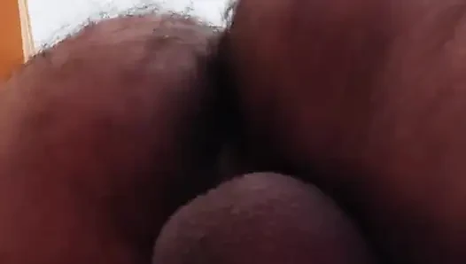 Cheating wife, interracial sex ending in a creampie  - Close-up