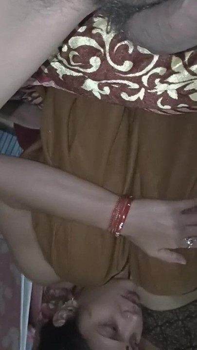 Stunning moment from "My horny wife Shalini seduced and riding dick in her periods in night time"