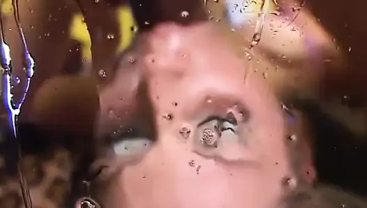 Horny stud enjoys a blowie from two cute babes