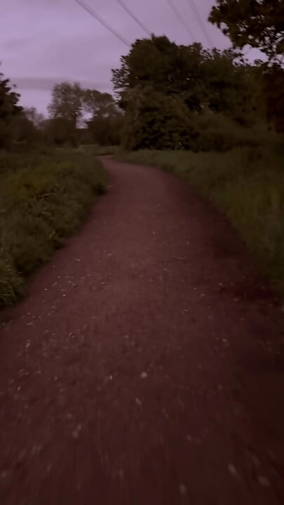 Long naked walk down lanes to river
