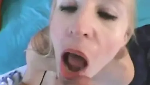 Sloppy blonde with small tits