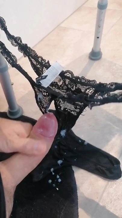 big cum load on thong panty dirty wank slowmotion
