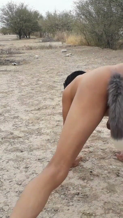 Cute trans slut naked in public in heels very hot butt plug | Clip 1