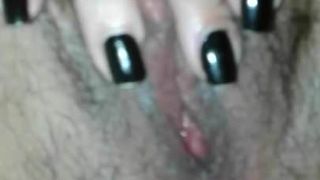 Hairy pussy masturbated