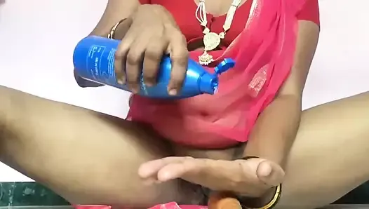 hot south indian inserting carrot into her pussy