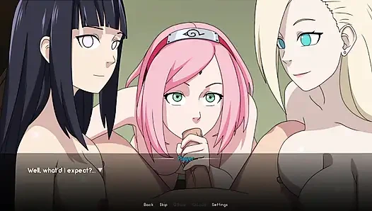 Naruto Dominates Hinata, Ino & Sakura - Hardcore Threesome in the Bedroom