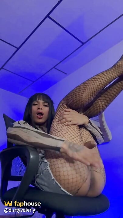 Brunette Trans Gets a Hard Cock Massage and Explodes Milk