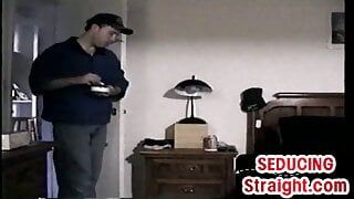 Straight stud enjoys getting fellatio and hj from DILF