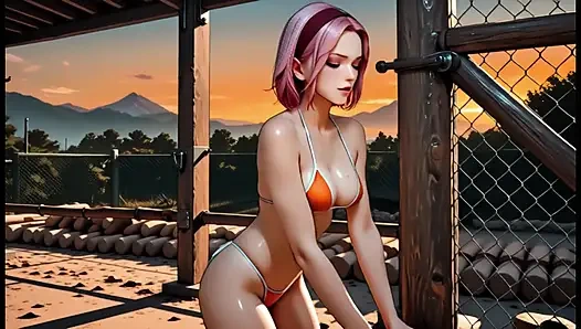 Sakura Haruno Hot Ninja Fucking Hard In Hidden Cave And On The Road To Konoha - Doggy Style Anal Intense Pleasure Loud Moans Chakra Rose E