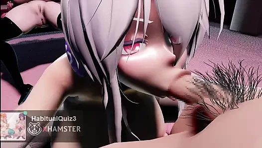 MMD R18 Hakusan уборщица, обнаженный трах с жестким дилдо, хочу секс, анальный 3D хентай Ахегао, жена неверная