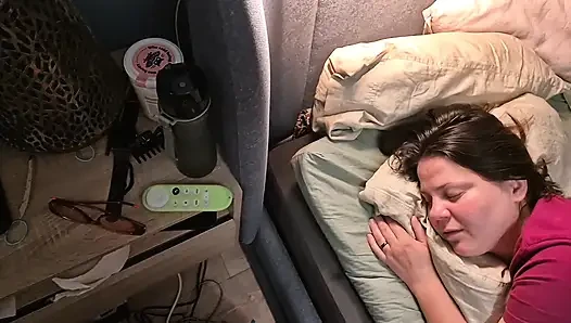 Milf doggy cumming and woken cum surprise