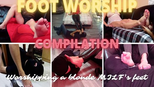 Foot worship compilation 4 - Worshipping a blonde MILF's feet