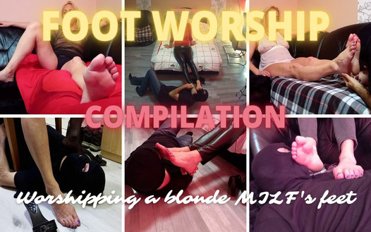 Foot worship compilation 4 - Worshipping a blonde MILF's feet