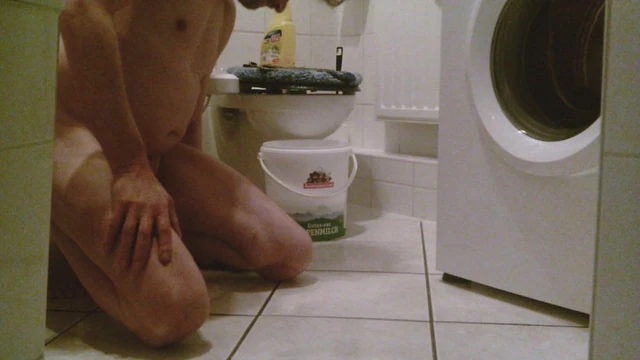 cleaning naked