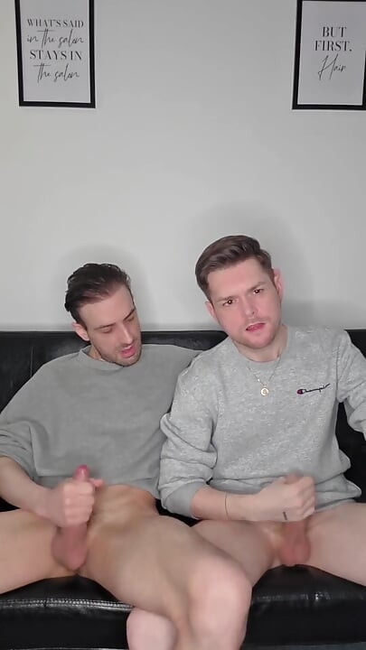 Hung Uncut Brotosh Lads Side by Side Masturbation