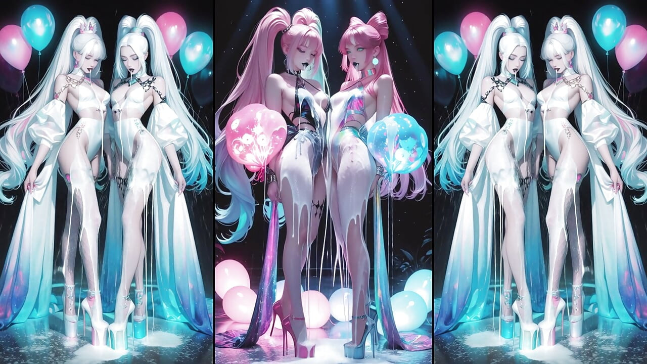 Animes get cum, do cum kissing and swallow