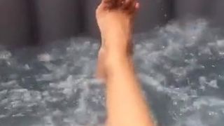 Girlfriend in hot tub