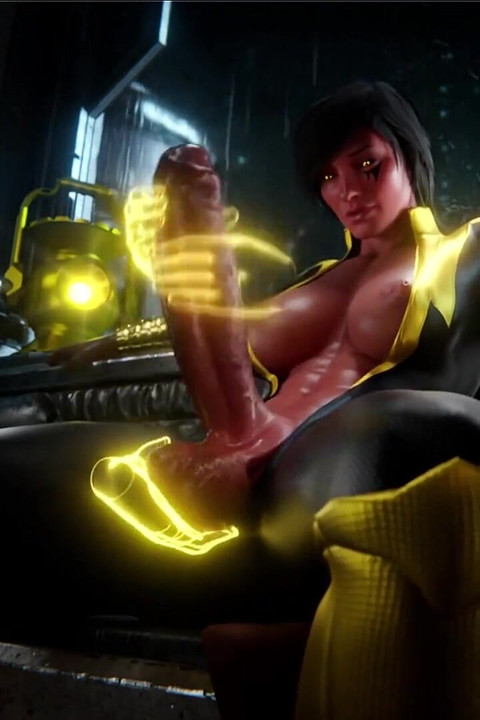 Large Cock Ass Ashe Sucks Her Own Futa Cock, Yellow Lantern Jerks off Her Large Futa Cock with Her Powers