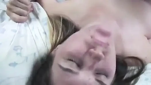 Stud in glasses fucks shaved cunt of young brunette