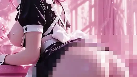 Horny Pink Hair Maid Gets Her Tight Pussy Filled With Thick Cum in Pink Room - Messy Creampie