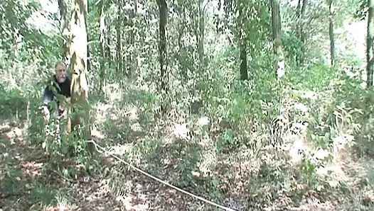 Sneaky old man fucks a teen in the forest