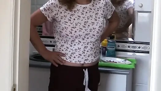 Our maid shows off in my wife's lingerie, she moans asking me to fuck her