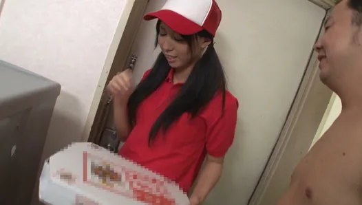 The pretty girl from the pizza delivery service is seduced