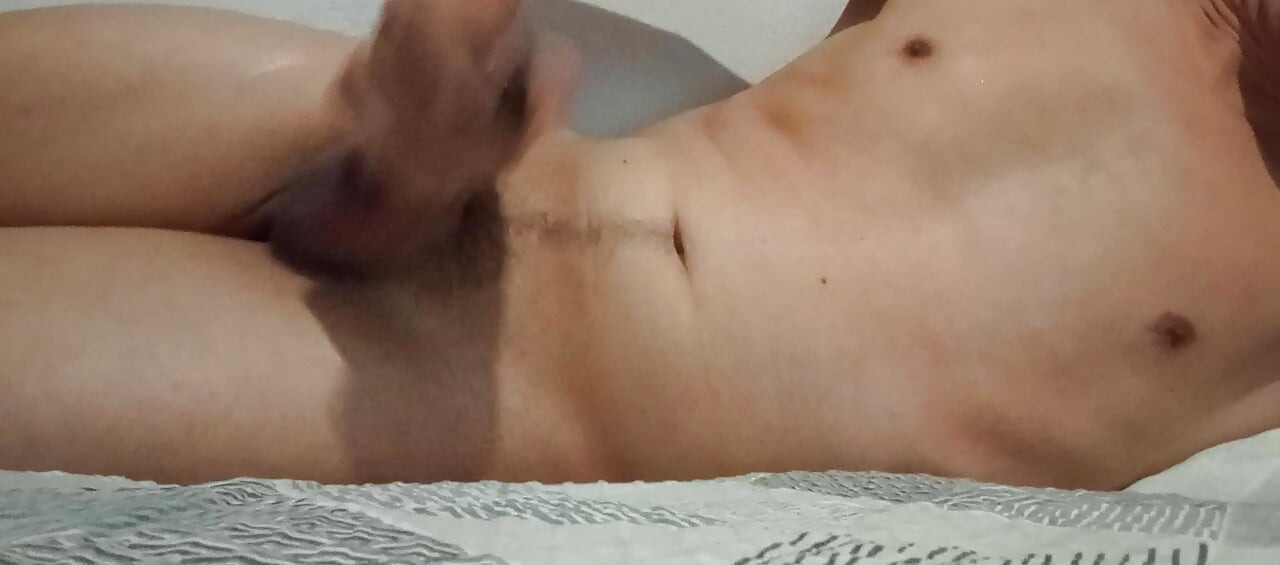 Masturbation with a hairy penis until ejaculation