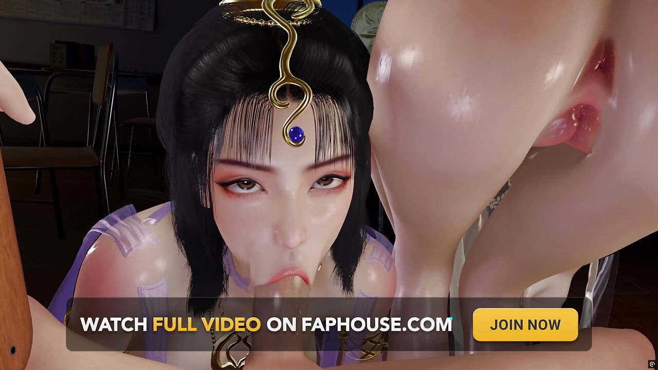 3D Two Horny Babes Sharing One Big Cock