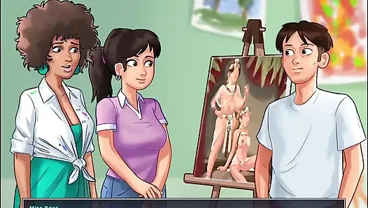 SummerTime Saga Я рисую мою обнаженную директоршу в колледже, как она... Xxx