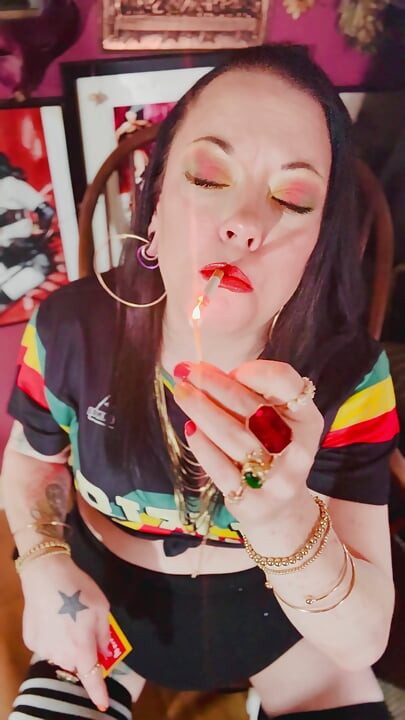 A British Tart Tina Snua Chain Smokes 2 Chinese Cigarettes With Match Light Up - Drifting Smoking OMI OME Snap Inhales