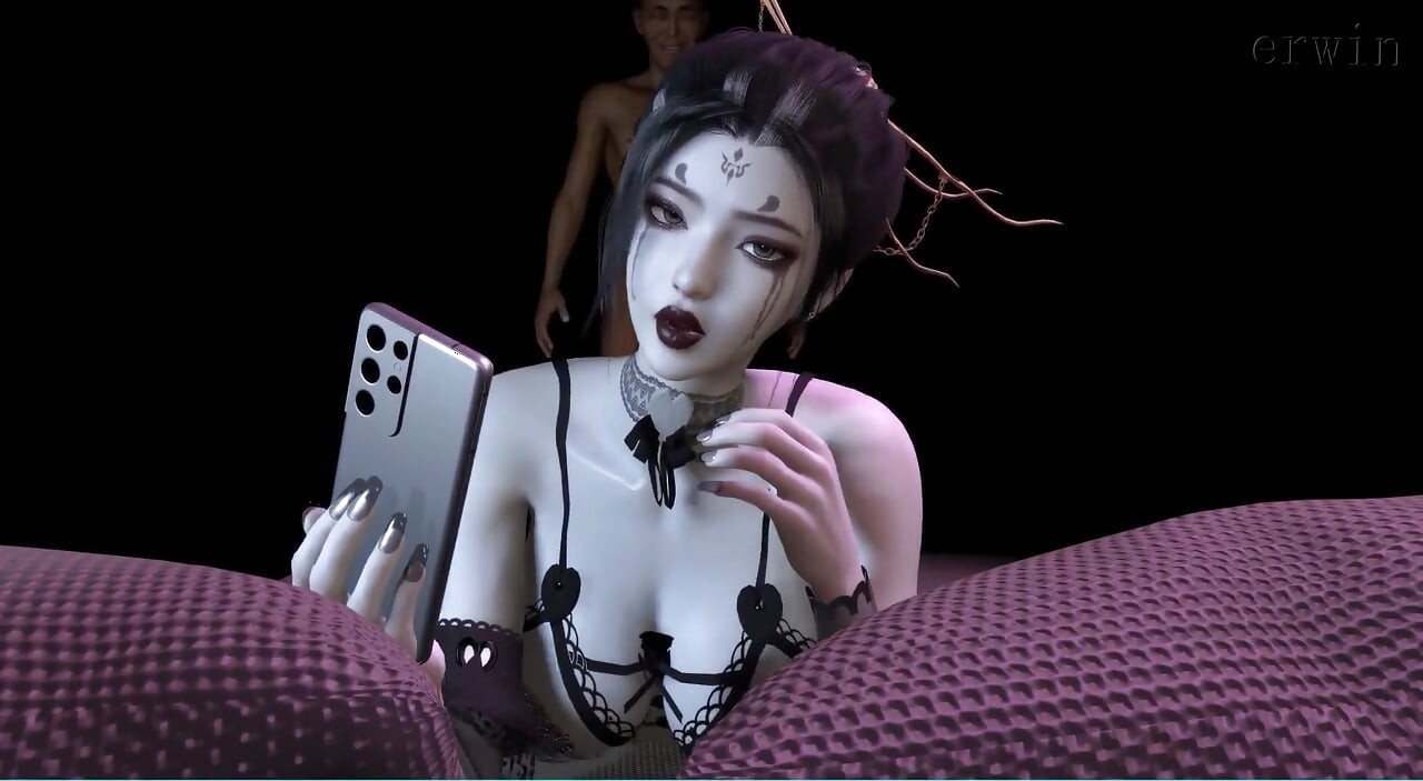 3D - gata cosplay fofa vestindo lingerie sexy é fodida