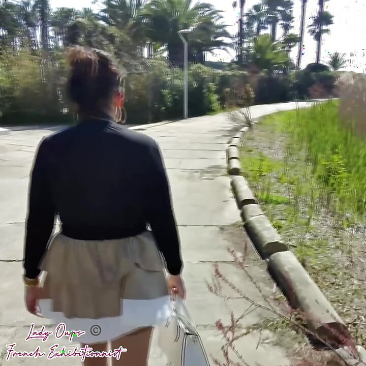 Outdoor Mini Skirt No Pantie with Anal Plug