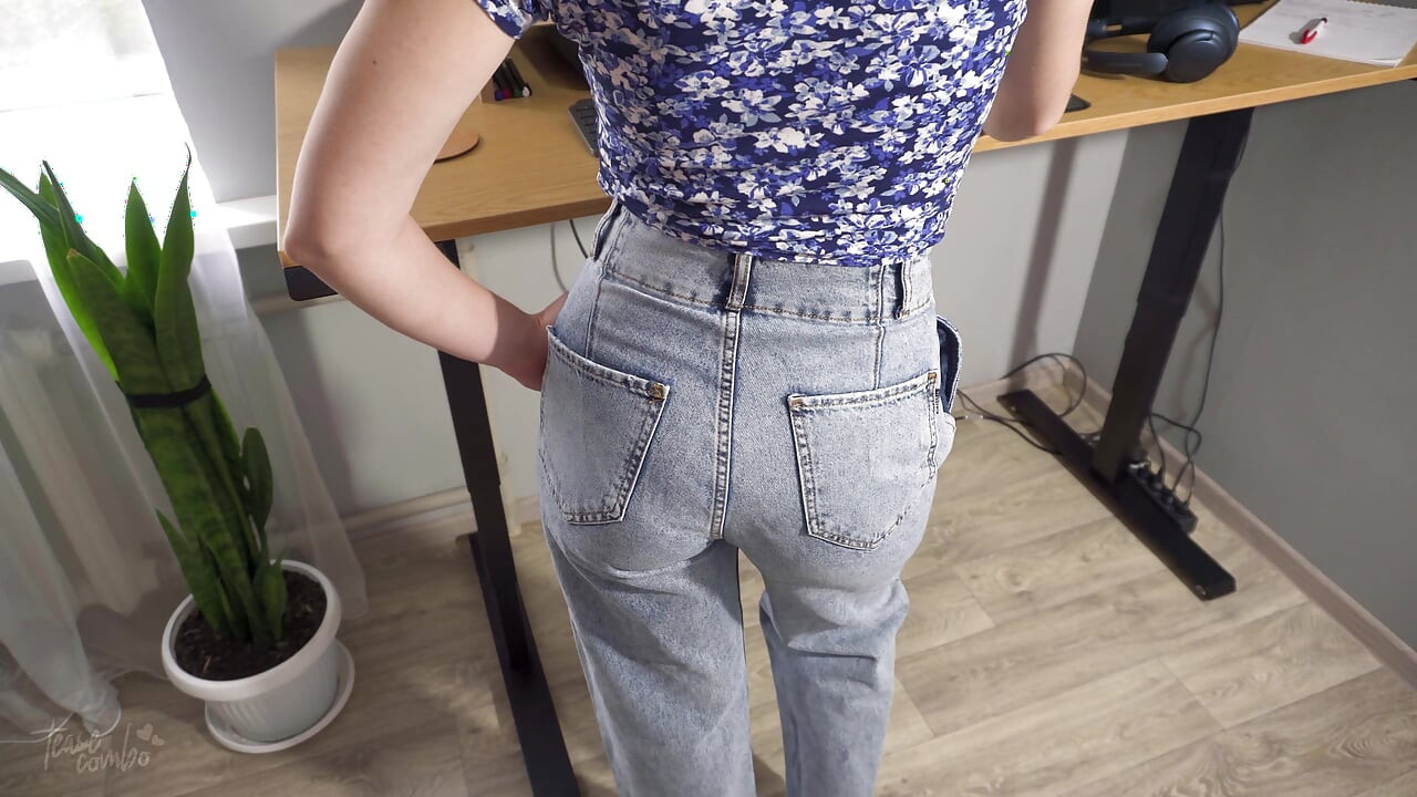 Milf Secretary In High Weist Jeans Teases Her Nice Butt