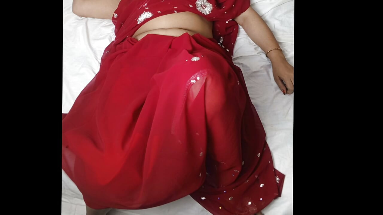 红纱丽情侣性爱 - 美丽的印度女郎
