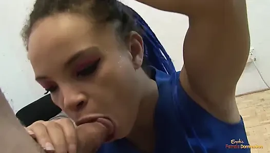 Cutie with Blue Hair and Femdom Streak Is Striking Some Merciless Ballbusting on That Loser
