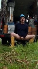 Men cum outdoor