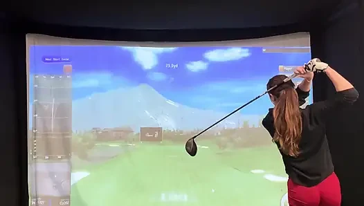 Trying to Golf in a Simulator with My Lush in! Trying Not to Cum While I Swing!