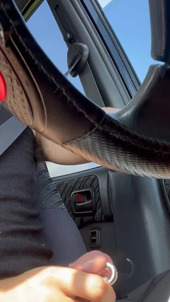 Stunning moment from "Horny faggot compilation jerking on the road"
