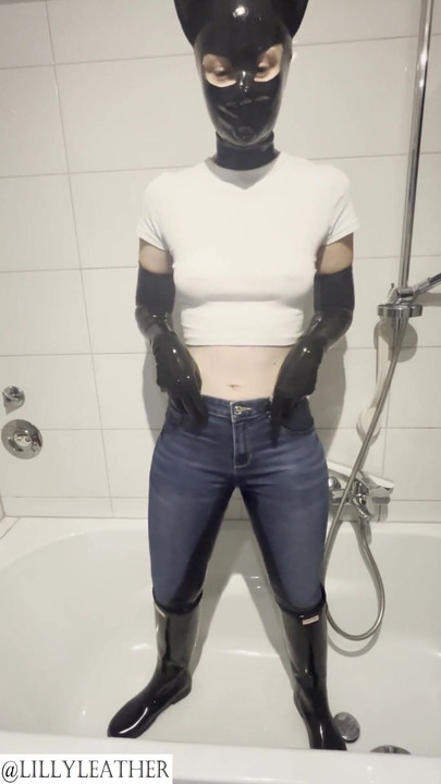 Memorable moment from "Latex teen girl is pissing in rubber boots and jeans"