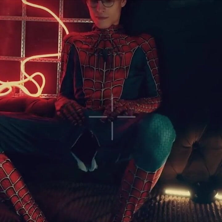 Spider Man Costume. Bottom Boy a Pose. Ass Hole