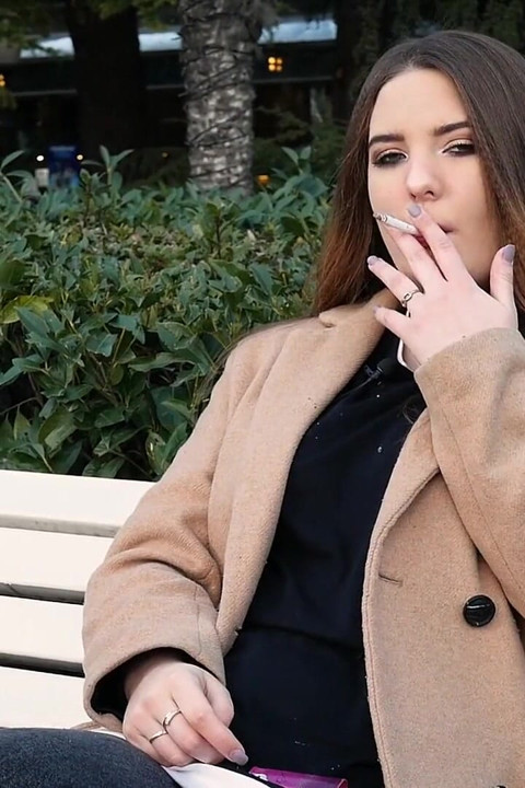Russian Girl Spends Her Lunch Break Smoking 3 Cigs in a Row