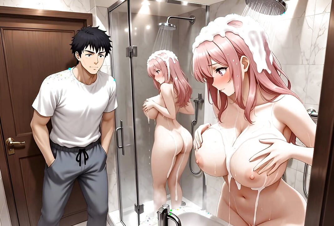 Rondborstige stiefzus doucheverrassing meerdere stiefbroers melk spuiten creampie fantasie