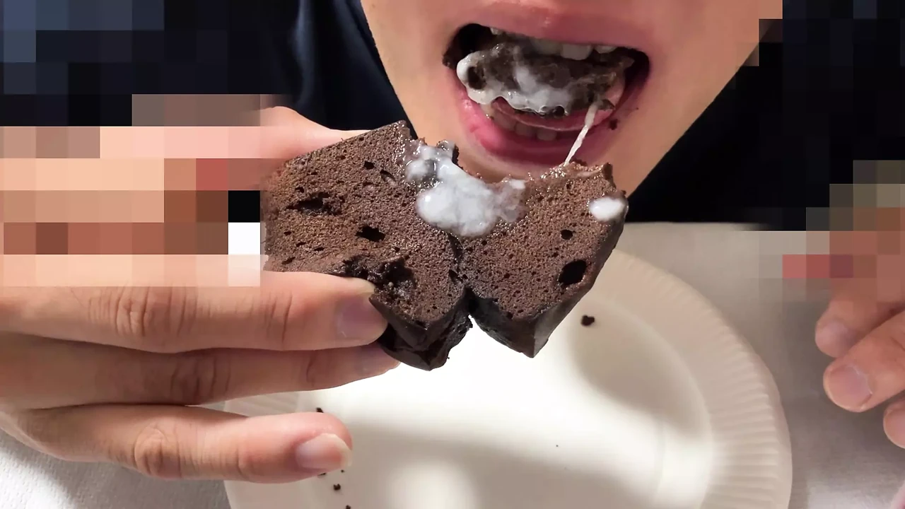 Ejaculate and eat delicious-looking chocolate brownies