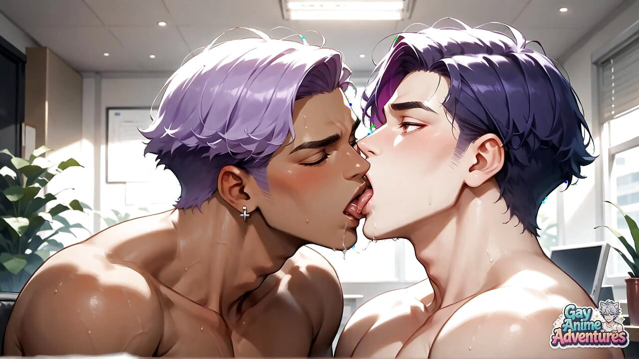 The Horny, Purple-haired Office Muscle Is Spraying with Orgasmic Excitement!
