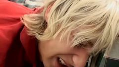Blonde haired twink getting ass spanked and spanking back