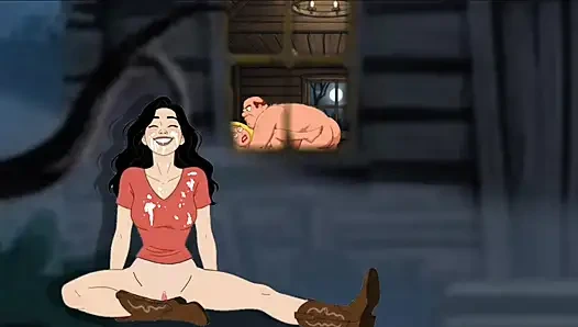 Studentin genießt sex in einem camp. Cartoon-horror-parodie