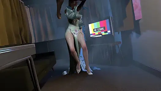 3D Cute Asian Babe Wearing Sexy Lingerie Got Fucked by BBC