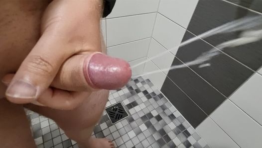 massiv cumshot in public shower in Germany