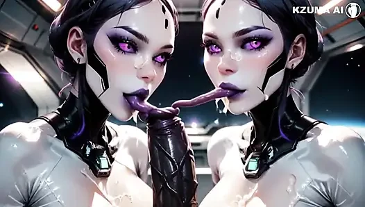 Woman Licking and Sucking a Cock - Hentai Ai